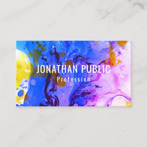 Trendy Blue Purple Yellow Modern Abstract Elegant Business Card