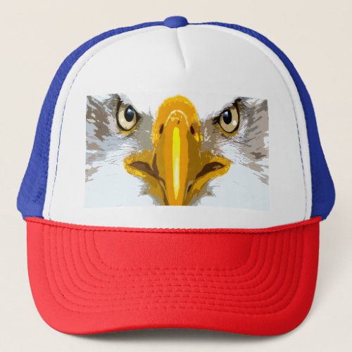 Trendy Blue Red White Eagle Head Pop Art Modern Trucker Hat