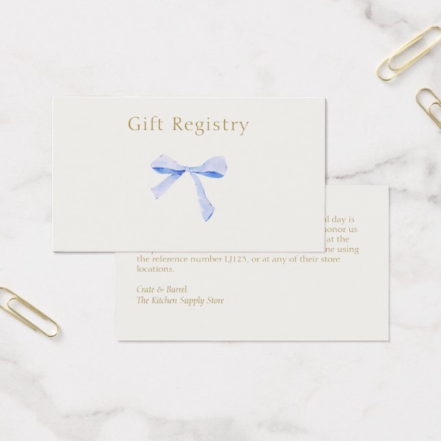 Trendy Blue Ribbon Wedding Registry Enclosure (Office)