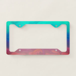 Trendy Blue Seagreen Orange Abstract Pattern License Plate Frame