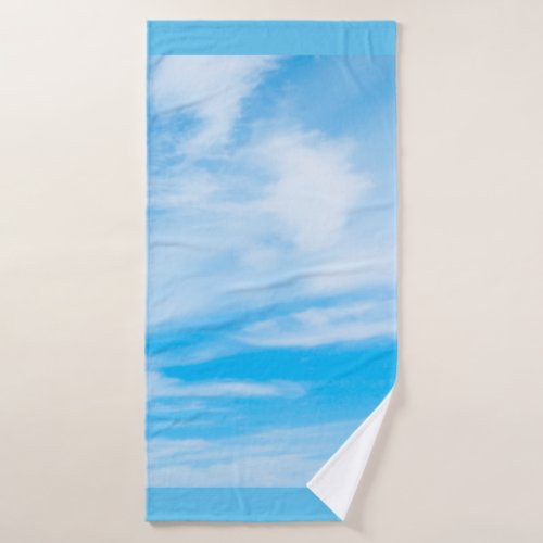 Trendy Blue Sky White Clouds Elegant Custom Bath Towel