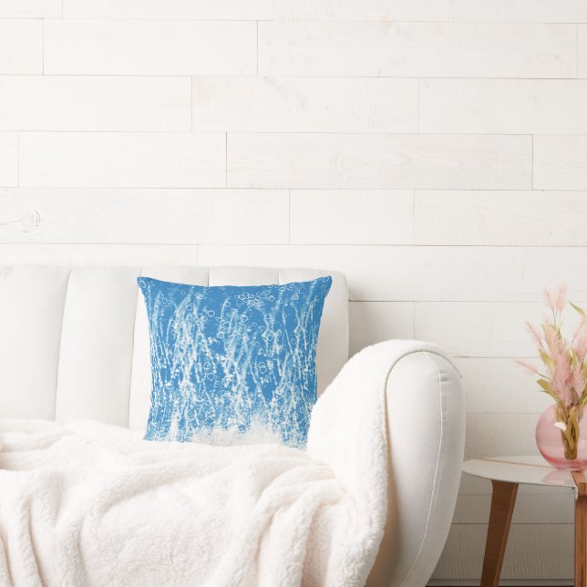 Trendy Blue Splash Throw Pillow (Couch)