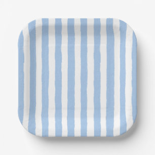 Trendy Blue Stripe Paper Plates