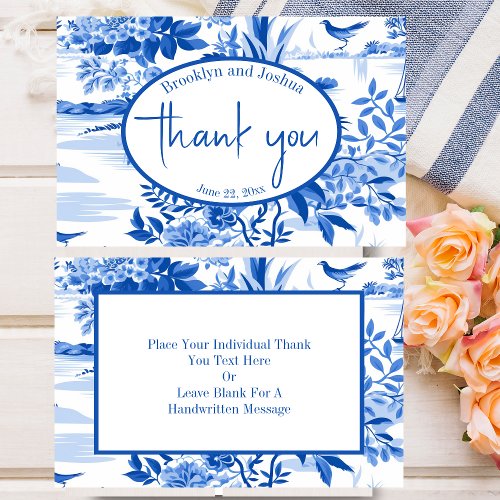 Trendy Blue Toile Special Occasion Thank You Note Card