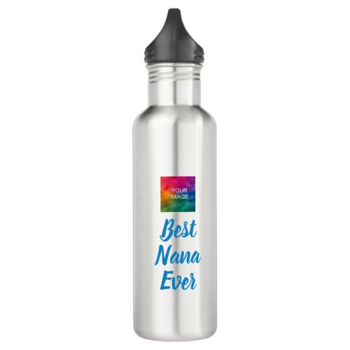 Trendy Blue Typography Top Template Best Nana Ever Stainless Steel Water Bottle