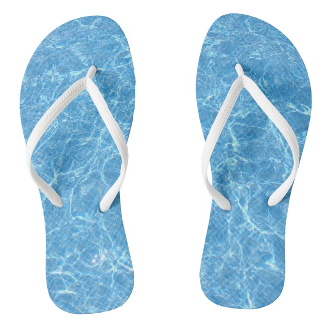 Trendy Blue Water Aqua Template Adult Slim Straps Flip Flops (Footbed)