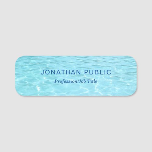 Trendy Blue Water Nature Elegant Template Modern Name Tag