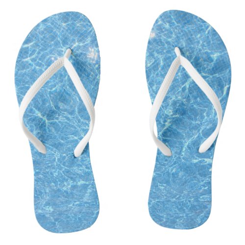 Trendy Blue Water White Slim Straps Footbed Adult Flip Flops