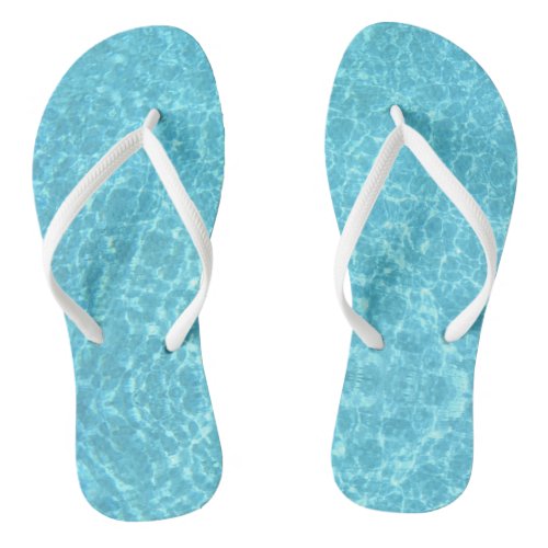 Trendy Blue Water White Slim Straps Template Adult Flip Flops