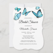 Trendy blue watercolor butterflies bridal Shower Invitation (Front)