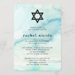 Trendy Blue Watercolor Look Bat Mitzvah Invitation<br><div class="desc">These beautiful Bat Mitzvah invitations feature the trendy and popular watercolor look in a stylish shade of light blue. The modern text and Star of David are in black.</div>