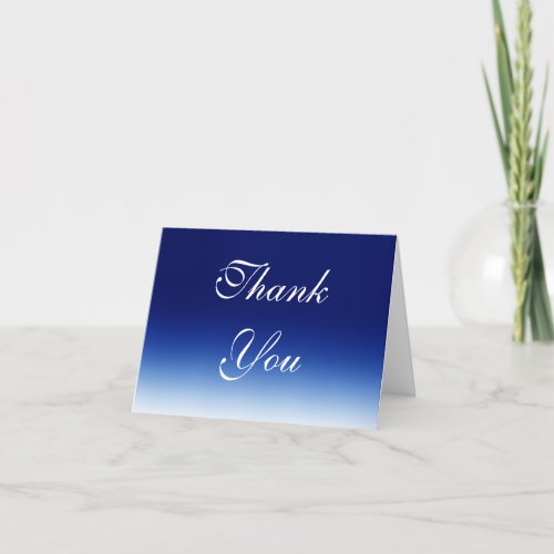 Trendy Blue White Calligraphy Thank You Postage