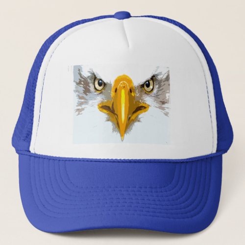 Trendy Blue White Eagle Head Pop Art Modern Trucker Hat