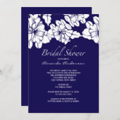 Trendy Blue & White Floral Bridal Shower Invite (Front/Back)