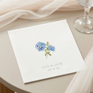 Trendy Blue White Floral Hydrangea Event Wedding Napkins