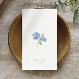 Trendy Blue White Floral Hydrangea Event Wedding Paper Guest Towels