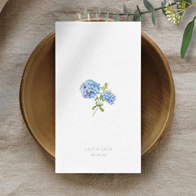 Trendy Blue White Floral Hydrangea Event Wedding  Paper Guest Towels (Creator Uploaded)