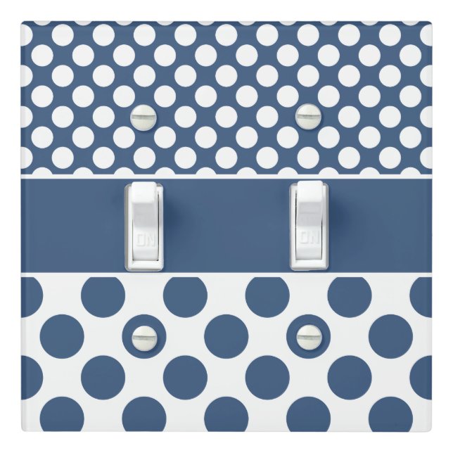 Trendy Blue & White Polka Dot Light Switch Cover (In Situ)