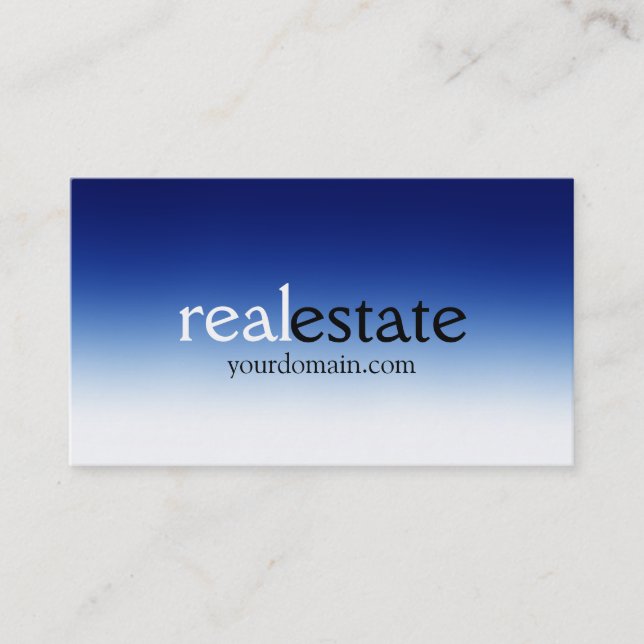 Trendy Blue White Real Estate Agent Business Card (Front)
