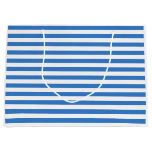 Trendy Blue White Striped Template Modern Stylish Large Gift Bag