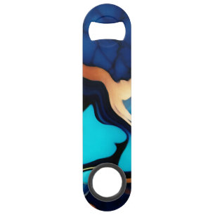 Trendy Blue yellow Gold faux marble Bar Key