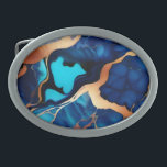 Trendy Blue yellow Gold faux marble  Belt Buckle<br><div class="desc">Chic Trendy Pretty Elegant dark blue golden yellow Faux Marble</div>