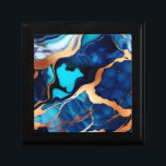 Trendy Blue yellow Gold faux marble  Gift Box<br><div class="desc">Chic Trendy Pretty Elegant dark blue golden yellow Faux Marble</div>