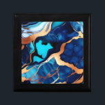 Trendy Blue yellow Gold faux marble Gift Box<br><div class="desc">Chic Trendy Pretty Elegant dark blue golden yellow Faux Marble</div>