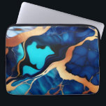 Trendy Blue yellow Gold faux marble Laptop Sleeve<br><div class="desc">Chic Trendy Pretty Elegant dark blue golden yellow Faux Marble</div>