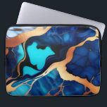 Trendy Blue yellow Gold faux marble Laptop Sleeve<br><div class="desc">Chic Trendy Pretty Elegant dark blue golden yellow Faux Marble</div>