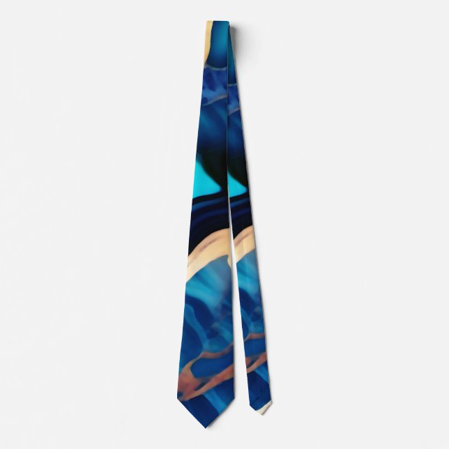 Trendy Blue yellow Gold faux marble Neck Tie (Front)