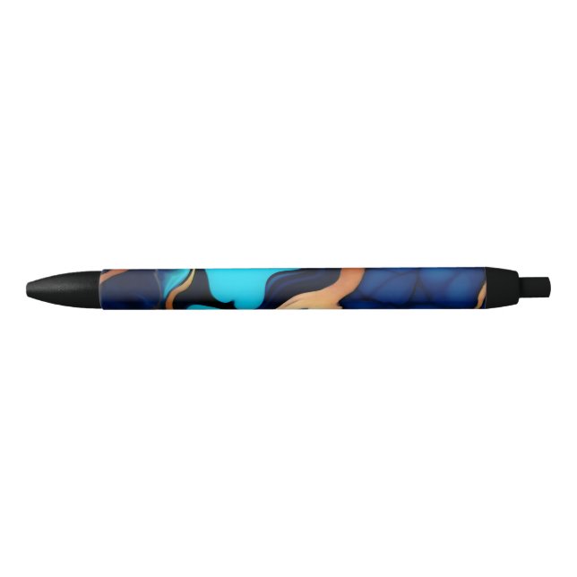 Trendy Blue yellow Gold faux marble  Pen (Front)
