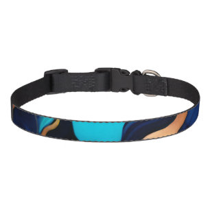 Trendy Blue yellow Gold faux marble Pet Collar