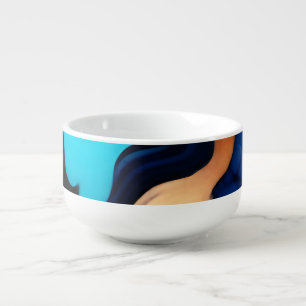 Trendy Blue yellow Gold faux marble Soup Mug