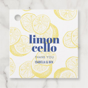 Trendy Blue Yellow Lemon Homemade Limoncello Favor Tags
