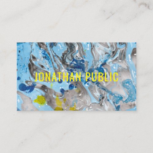 Trendy Blue Yellow Modern Abstract Art Template Business Card