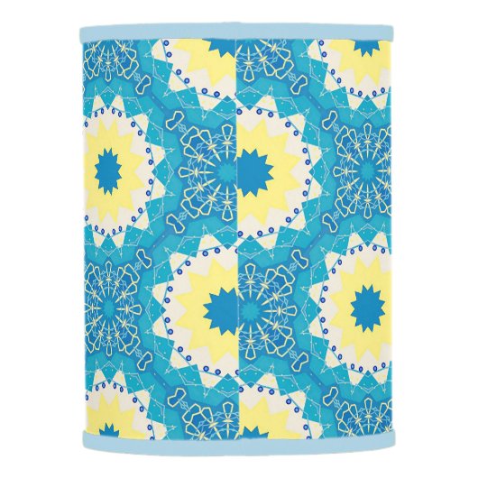 Trendy Blue & Yellow Ornamental Geometric Pattern Lamp Shade (Back)