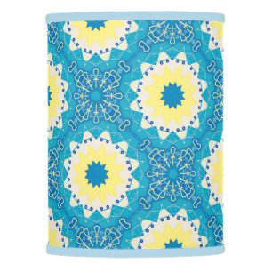 Trendy Blue & Yellow Ornamental Geometric Pattern Lamp Shade