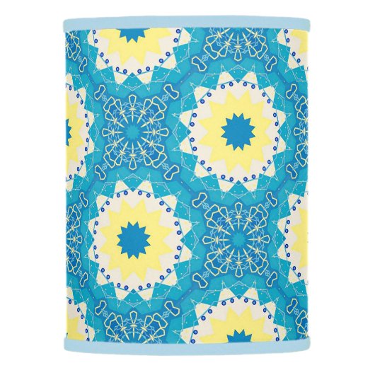 Trendy Blue & Yellow Ornamental Geometric Pattern Lamp Shade (Front)