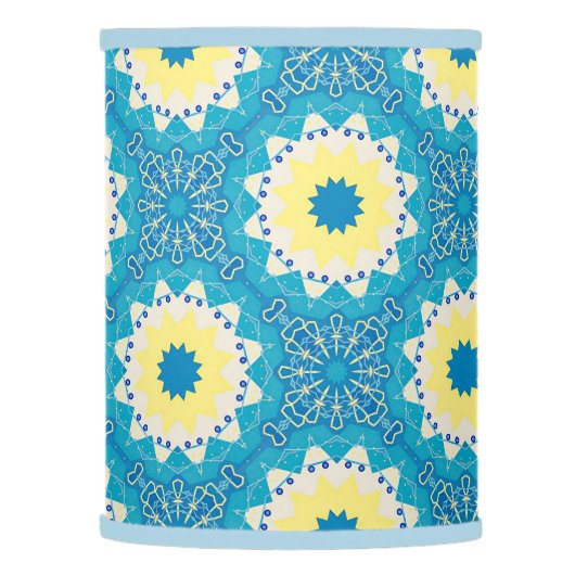 Trendy Blue & Yellow Ornamental Geometric Pattern Lamp Shade (Left)