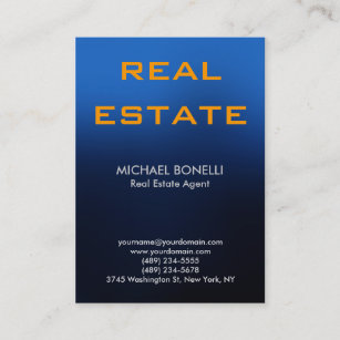 Trendy blue yellow real estate agent business card