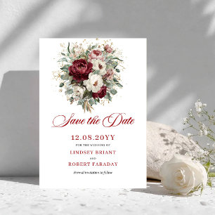 Trendy Blush Burgundy Greenery Save The Date
