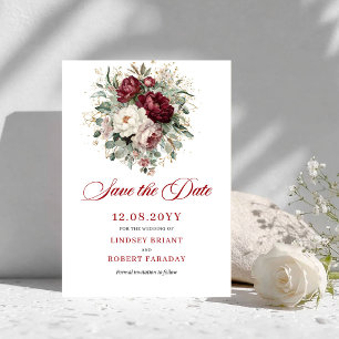 Trendy Blush Burgundy Greenery Save The Date