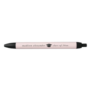 Trendy Blush Graduation Cap Year with Name Pen