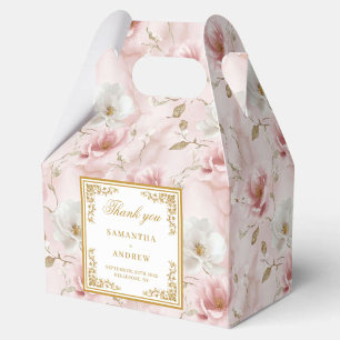 Trendy blush ivory gold watercolor wedding thanks favor boxes