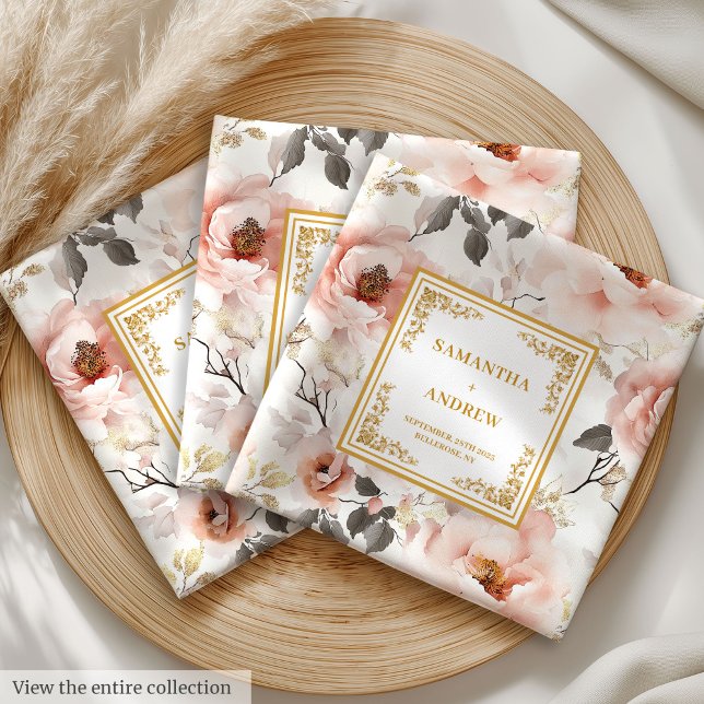 Trendy Blush Ivory Gold Wedding Cloth Napkins (Trendy Blush Ivory Gold Wedding Cloth Napkins

)