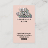 Trendy blush pink 3d typography blogger minimal business card (Back)