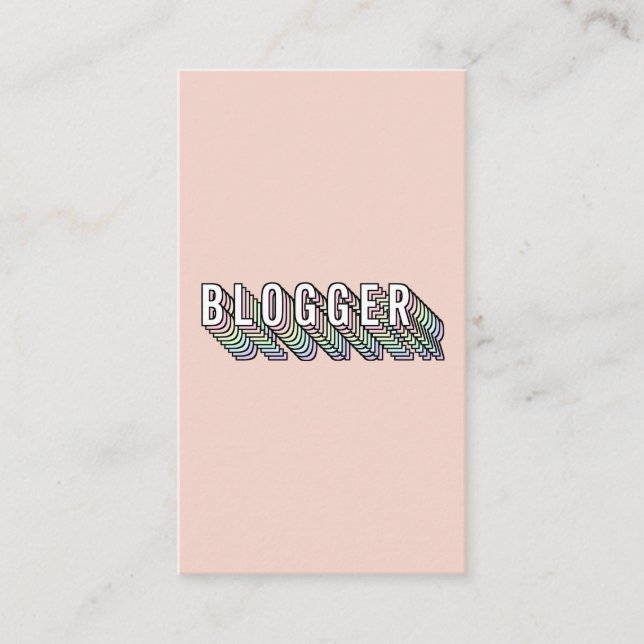 Trendy blush pink 3d typography blogger minimal business card (Front)