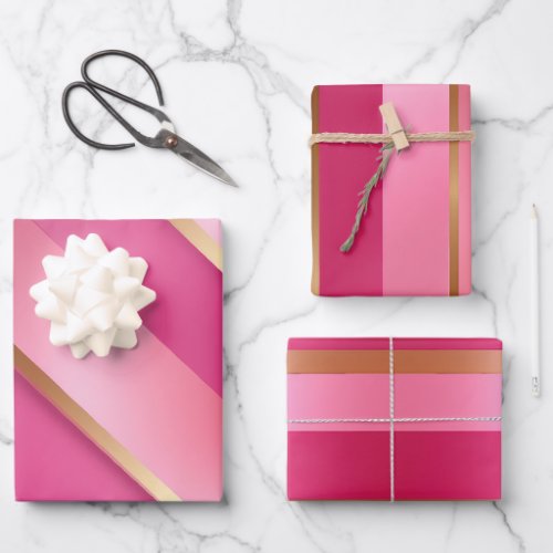 Trendy Blush Pink and Gold  Wrapping Paper Sheets