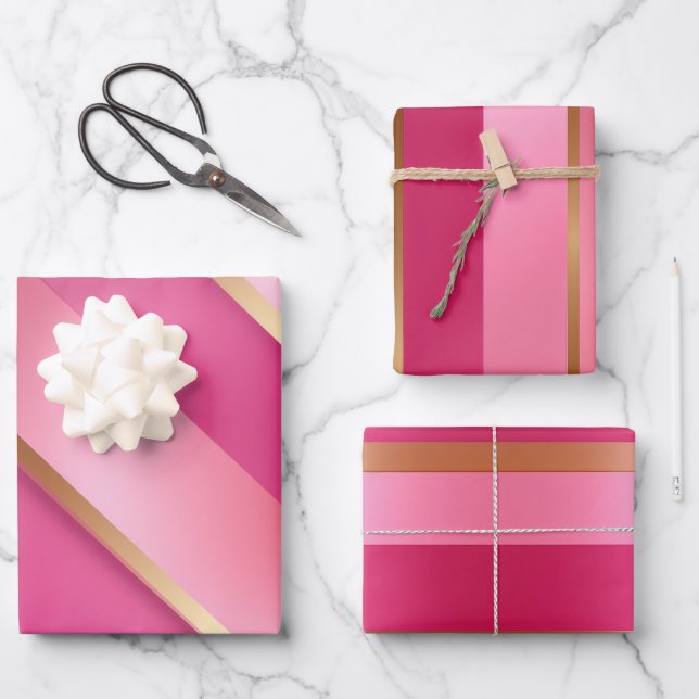 Trendy Blush Pink and Gold  Wrapping Paper Sheets (Front)